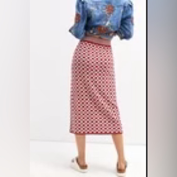 Cecilia Prado for Anthropologie Red Check Knit Midi Skirt NWT Size Small - Picture 3 of 8